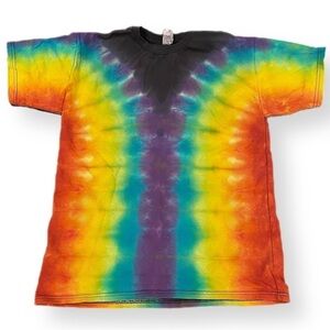 Tie dye Double Rainbow Tee YXL black red yellow orange green blue purple